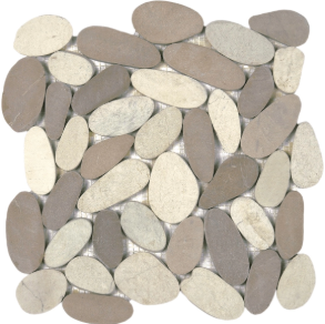 Mix WhiteBeige XL Sliced Matte Pebble Interlocking - stone tile